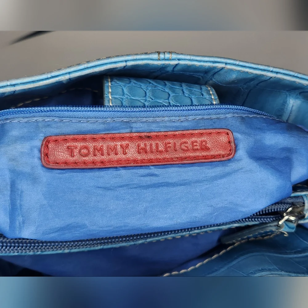Tommy Hilfiger Baby Blue embossed crocodile faux leather look Purse